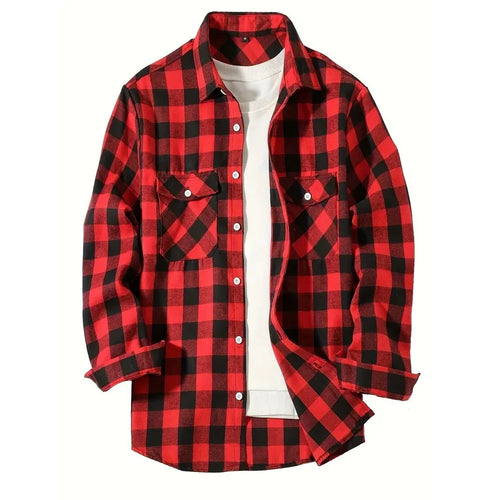 Camisa Flanela Xadrez Clássica Smart Casual | 2 Bolsos Manga Longa Primavera