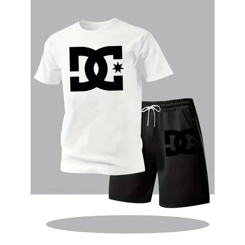 Conjunto Desportivo Masculino – T-Shirt Oversize + Calções, Respirável e Confortável