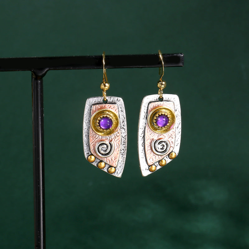 Brincos pendentes vintage estilo boémio, com formato simples e irregular, em metal com padrão gravado. joias para piercings na cartilagem, um presente perfeito para as mulheres.