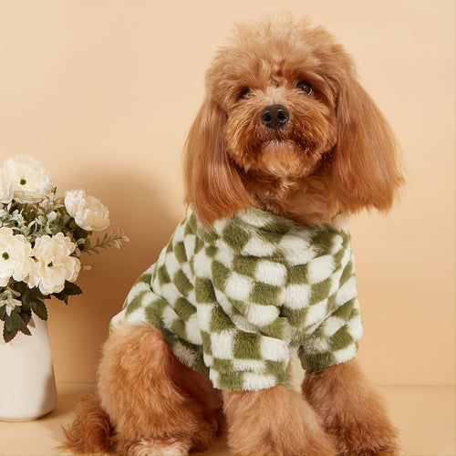 Camisola Xadrez de Inverno para Cães e Gatos – Quente para Cães Pequenos e Médios