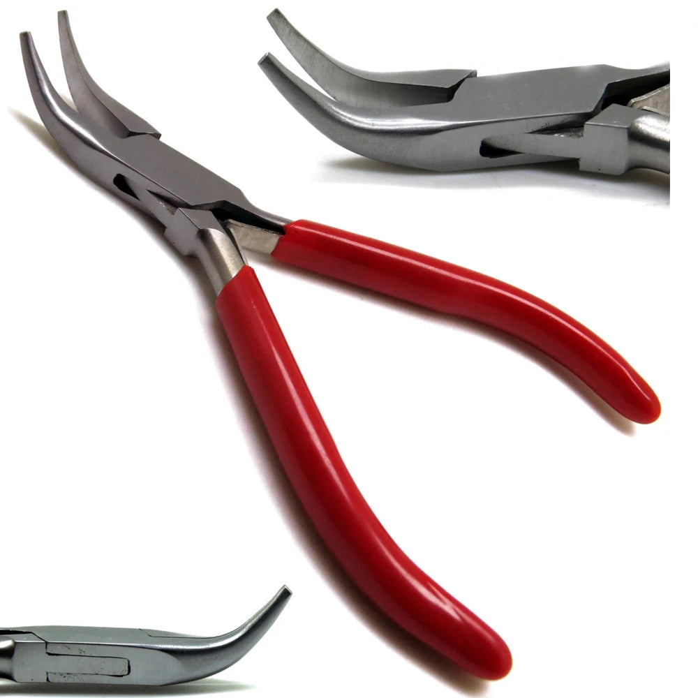 Alicate de bico profissional de 12 cm para fabrico de joias com ponta de trabalho de precisão de 2 cm em aço inoxidável