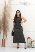 Vestido Longuete de Couro Feminino – Regata, Soltinho e Elegante