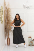 Vestido Longuete de Couro Feminino – Regata, Soltinho e Elegante