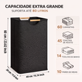 Cesto de Roupa Dobrável 80L com Alças de Bambu – Linho Resistente