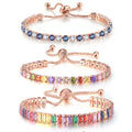 Pulseira Tênis Multicolor Ajustável | Arco-Íris Zircónia Casamento