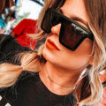 Óculos Sol Quadrados Luxo Pretos Espelhados | Fashion Feminino Brand