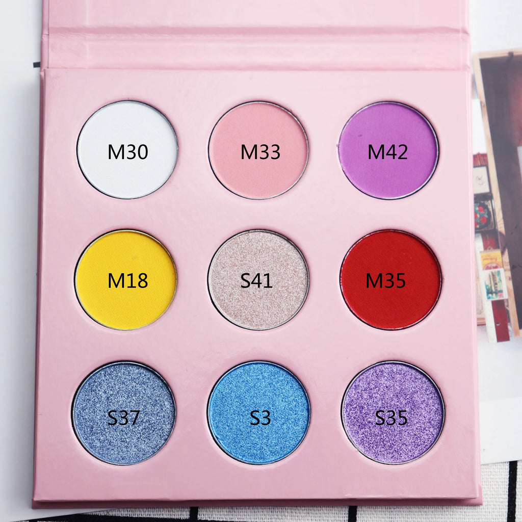 Palete Sombras Rosa 9 Cores Glitter | Alta Pigmentação Tons Escuros