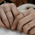 Letdiffery Simple 2/4/6/8mm Stainless Steel Wedding Rings Golden Smooth Women Men Couple Ring Fashion Jewelry