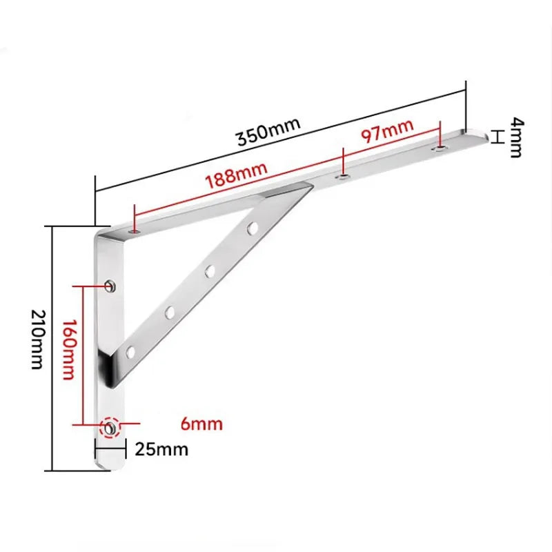 Suporte triangular em aço inoxidável OEM, suporte de prateleira para tripé, suporte de cantoneira em ferro para reparação de rack de armazenamento