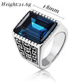 Men's Red Blue CZ Stone Gem Ring Vintage Stainless Steel Ring Men Wedding Bands Ring for Male Jewelry Anel