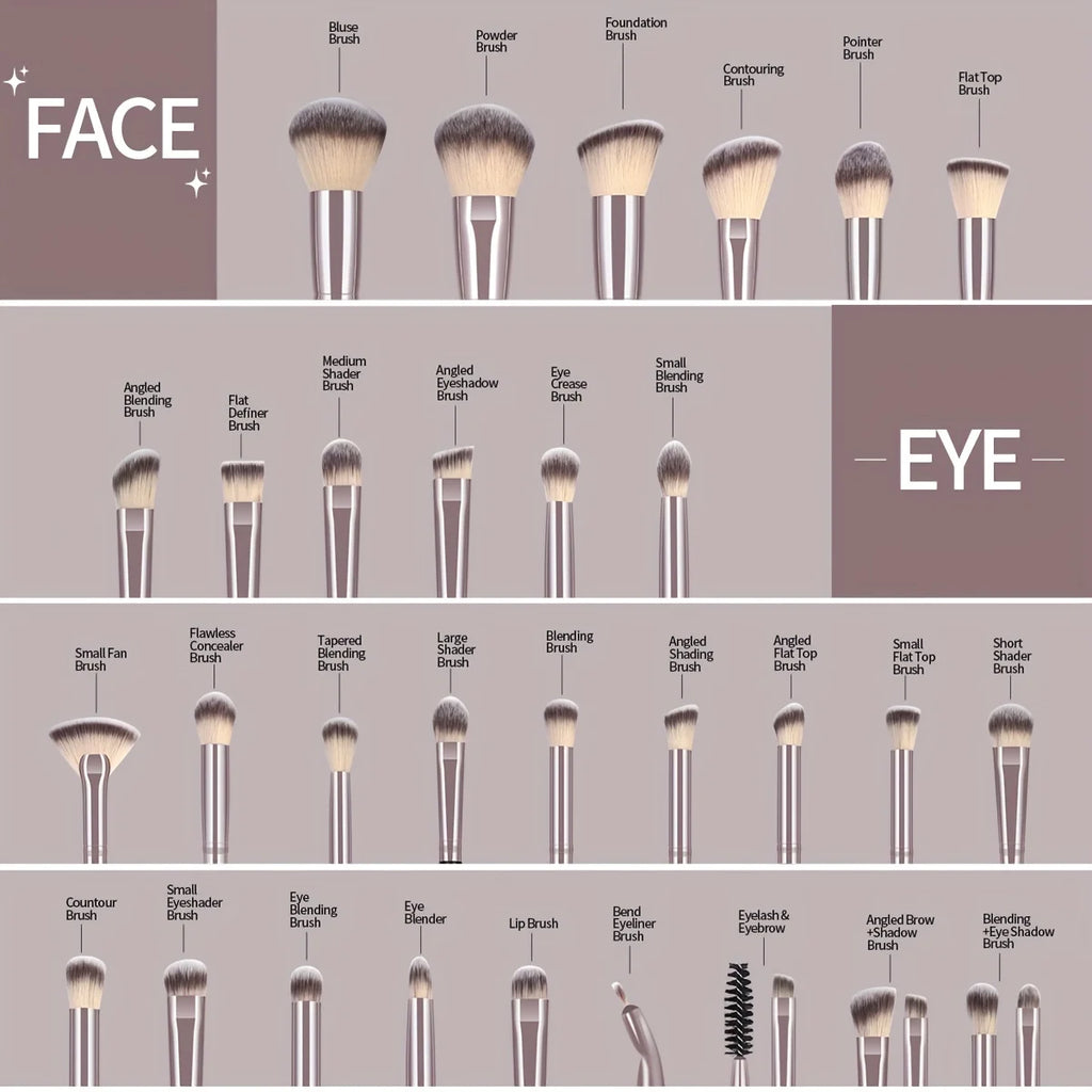 Kit Profissional 30 Pincéis Maange com Estojo | Base Sombras Blush