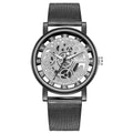 Relógio Feminino Skeleton Hollow | Malha Metálica Faux Mecânico