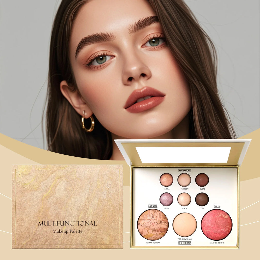 Paleta de Maquilhagem Multifuncional – Sombra, Blush, Iluminador e Corretor