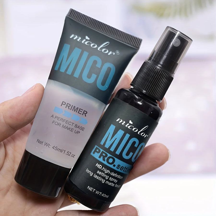 Kit Primer + Spray Fixador | Poros Invisíveis Maquilhagem Duradoura
