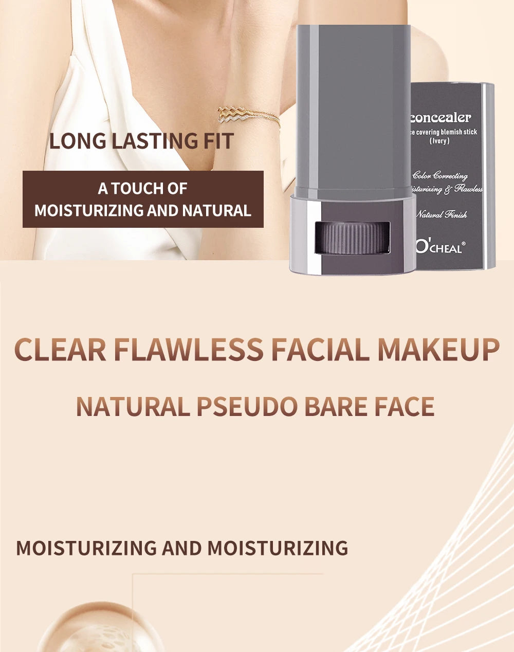 Stick de Contorno e Corretor Facial | Leve Iluminador Longa Duração