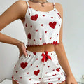 Pijama 2 Peças Top + Calções | Suave Respirável Estampa Love