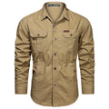 Camisa Cargo Algodão Multi-Bolsos Militar | Overshirt Outdoor Casual