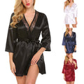 Robe Cetim Seda Imitação Sexy V-Neck | Roupão Verão Oversized