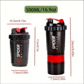 Garrafa shaker com recipiente para proteína em pó de 2 níveis, ideal para esportes, academia e fitness.