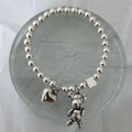 Pulseira Prata 925 Contas com Pendente Urso | Vintage Cute Festa