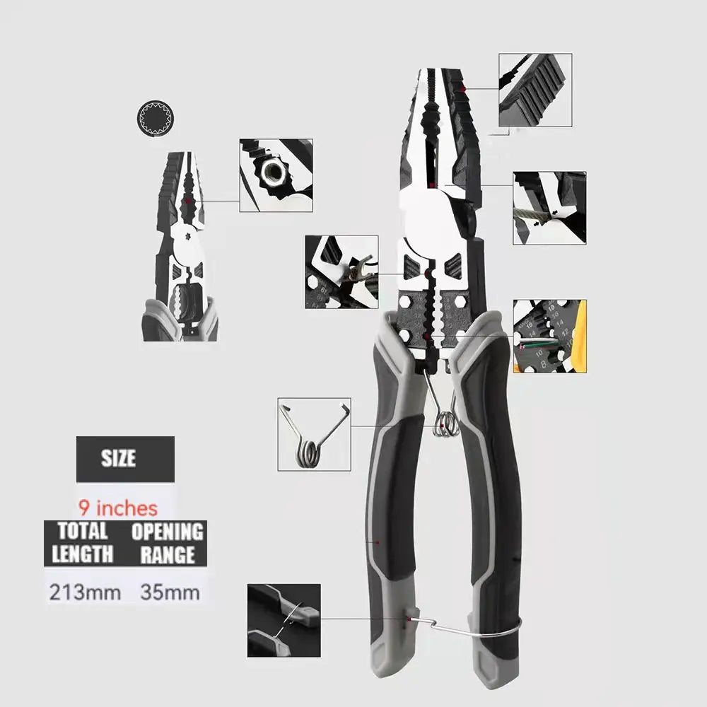 Alicate universal multifuncional diagonal, alicate de pontas finas, ferramentas para ferragens, corta-arame universal, alicate para arame elétrico.