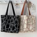 Tote Canvas Gato Japonês com Fecho | Designer Cartoon Shoulder Shopper
