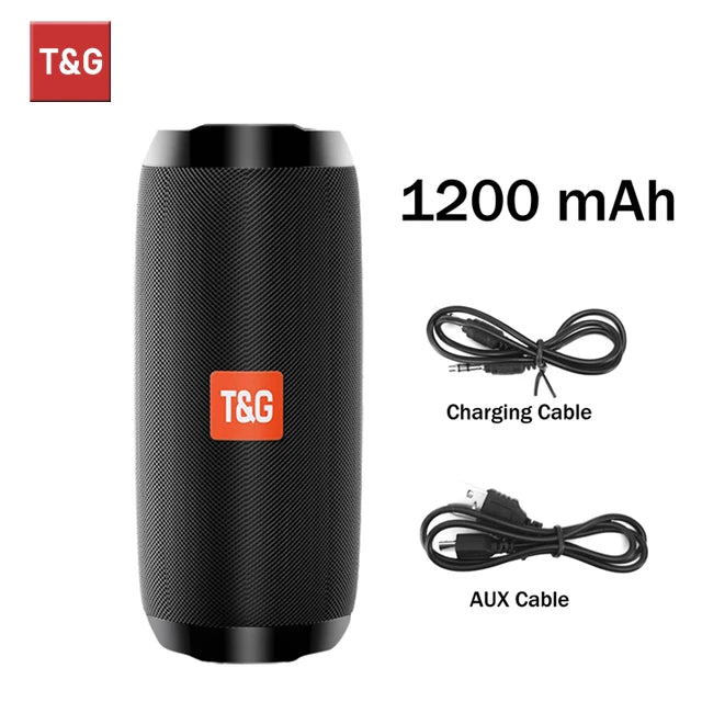 Coluna T&G TG117 Bluetooth TWS | Impermeável Estéreo FM Cartão TF
