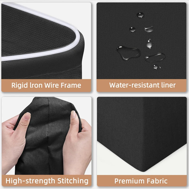 Cesto de roupa suja grande com pega, dobrável, impermeável, cesto de arrumação independente para roupa.