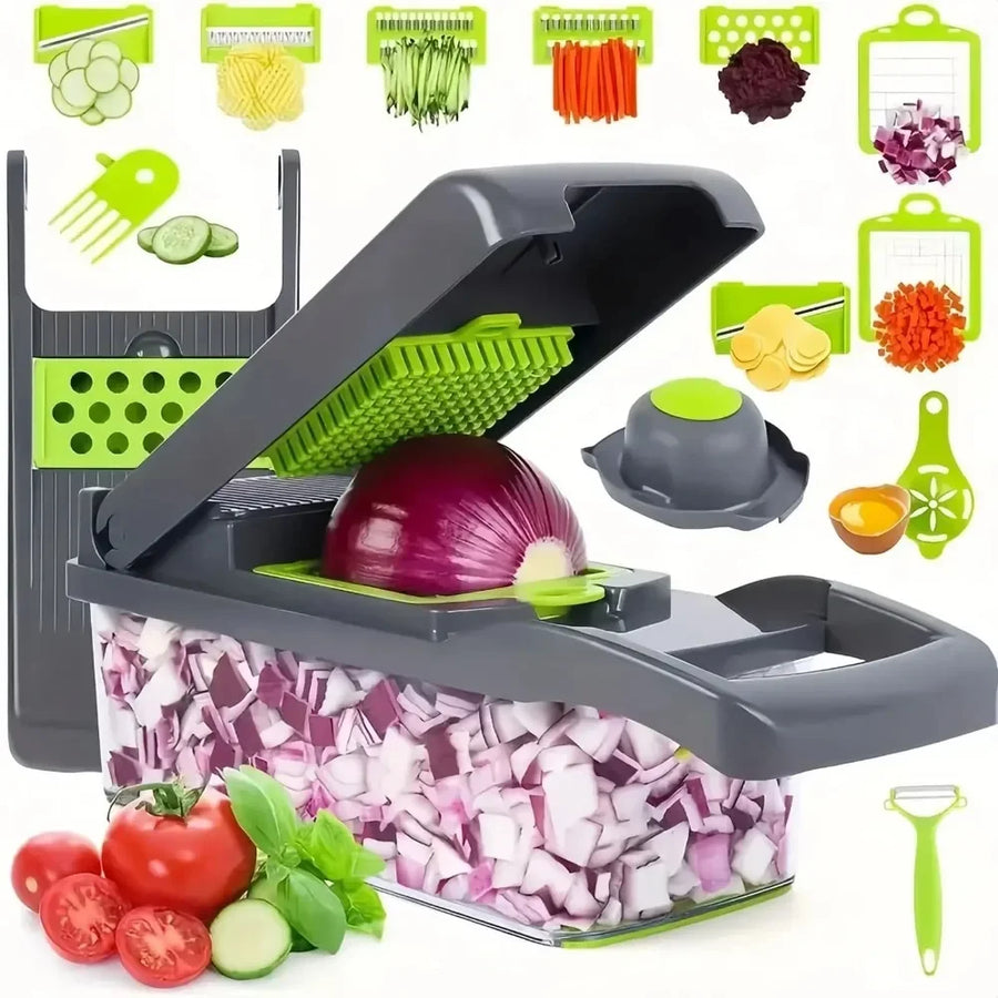 Picador Vegetais 14/16 em 1 com Pega | Slicer Dicer Ralador Cozinha