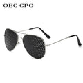 Óculos Piloto Micropinhole Luxo | Lentes Furos Fashion Sexy Unissex