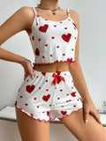 Pijama 2 Peças Top + Calções | Suave Respirável Estampa Love