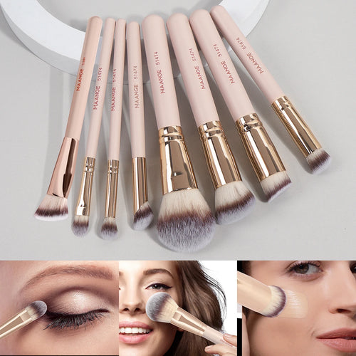 Kit 8 Pincéis Maange Portátil de Viagem | Pó Blush Base Contorno
