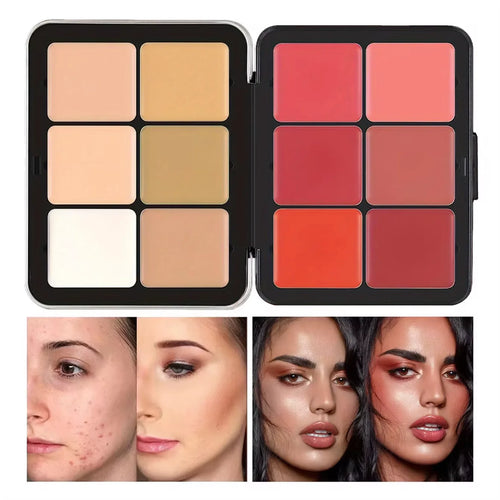 Palete All-in-One 12 Cores Caixa Metal | Corretor Blush Contorno Iluminador