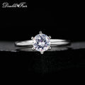 Double Fair 6 Claw Cubic Zirconia Princess Cut Wedding/Engagement Ring HotSale Silver Color Jewelry For Women anel DFR013