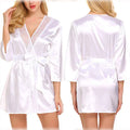 Robe Cetim Seda Imitação Sexy V-Neck | Roupão Verão Oversized