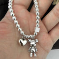 Pulseira Prata 925 Contas com Pendente Urso | Vintage Cute Festa