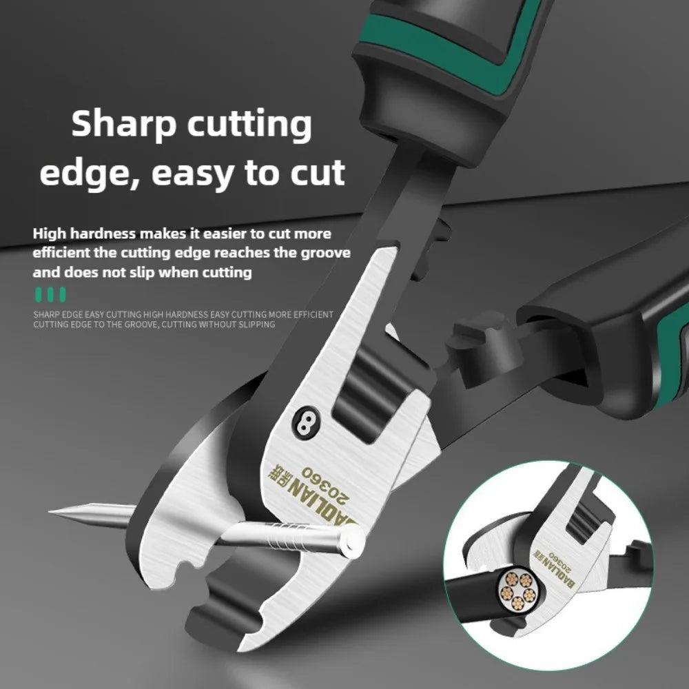 Alicate de corte e cravação para cabos e fios, ferramenta profissional para eletricistas, decapador de fios de 6/8/10 polegadas.