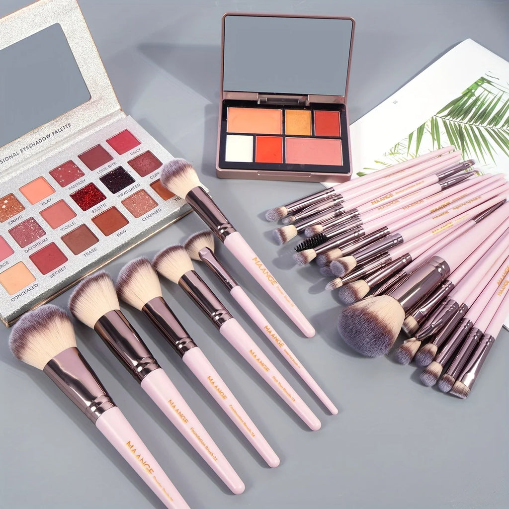 Kit Profissional 30 Pincéis Maange com Estojo | Base Sombras Blush