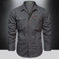 Camisa Cargo Algodão Multi-Bolsos Militar | Overshirt Outdoor Casual