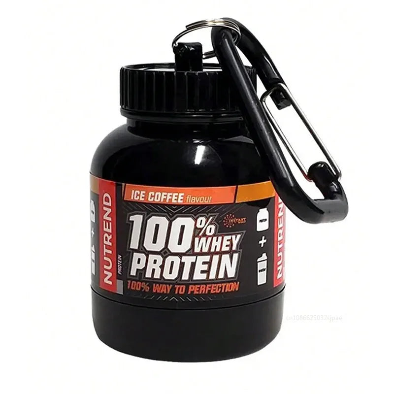 Porta-chaves de proteína desporto whey protein portátil proteína em pó recipiente organizador pílula desporto nutrição água garrafa