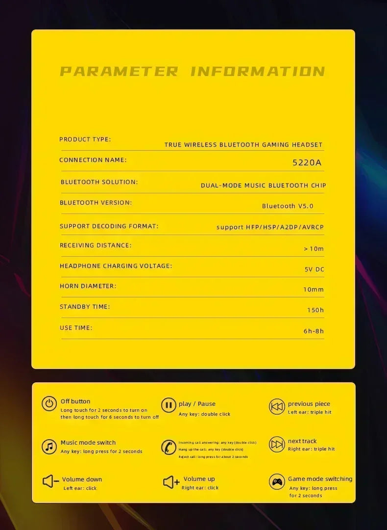 Auscultadores Bluetooth Sem Fios para Telemóvel com Cancelamento de Ruído e Som HD