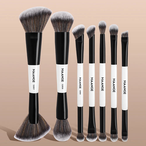 Kit 7 Pincéis Duplos Premium Maange | Base Sombra Blush Contorno