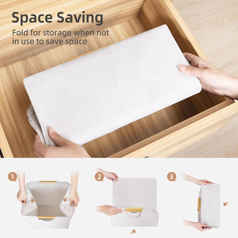 Cesto de roupa suja grande com pega, dobrável, impermeável, cesto de arrumação independente para roupa.