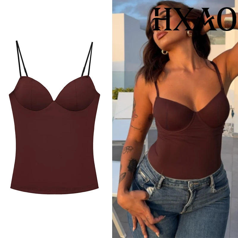 Corset Camisole Bodycon com Alças Costas Nuas | Top Sexy