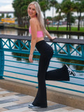 Calças Flared Cintura Alta Slim | Preto Elegante Primavera-Verão