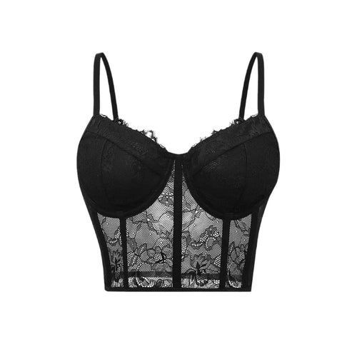 Bustier Corset Mesh Semi-Transparente Push-Up | Festas e Club