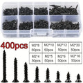 Kit de 400/800 Parafusos Auto-Atarraxantes M2 Pretos – Para Madeira e Fixação