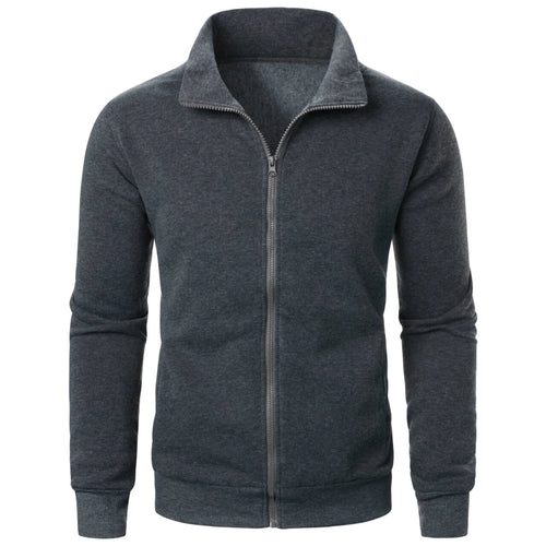 Blusão Casual Zipper Gola Alta Cor Sólida | Sport Tops Masculino