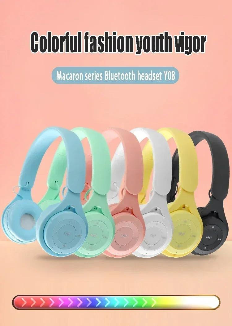 Auriculares Macarone Bluetooth 5.3 | HiFi Bass Cancelamento Ruído Mic