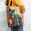 Tote Bag Canvas Gatos Florais | Aesthetic Escola Compras Leve